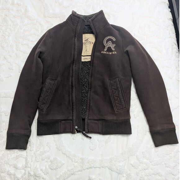 Hollister Cabrillo Beach Men's Sherpa Lined Jacket Dark Brown Size Med Pre-Owned - Picture 1 of 4